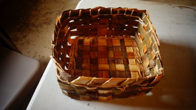 completed cattail basket