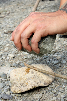 pounding a nettle stalks