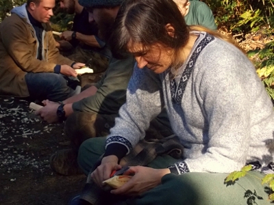 students practicing carving skills