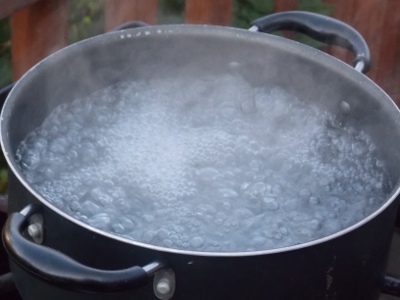 a pot of boiling water