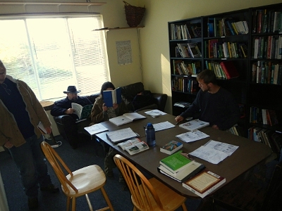 students doing homework in the library