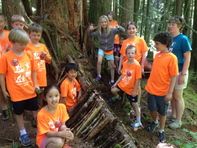 kids making a debris hut