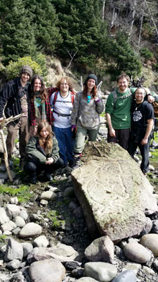 students with petroglyph
