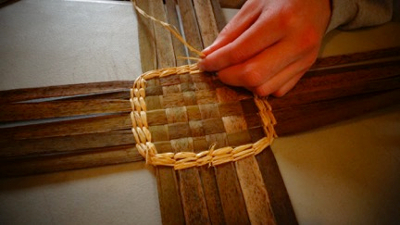 twining a cattail basket bottom