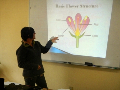 Instructor Georgie teaching plant anatomy