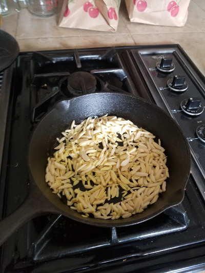 nuts in frying pan